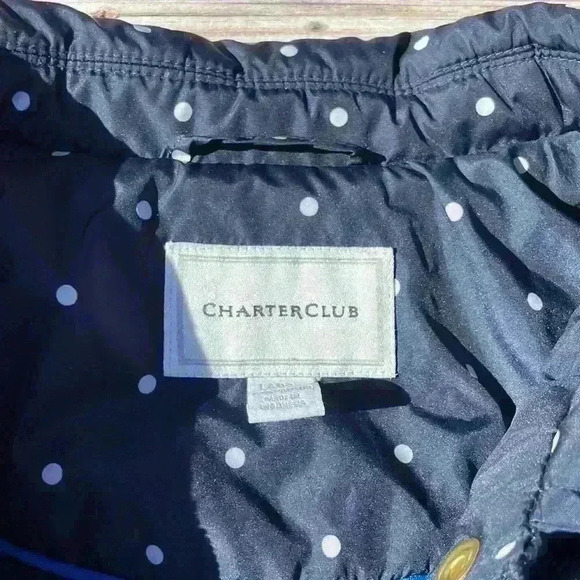 Charter Club polka dot quilted jacket with pockets zipper and button closure L - Picture 5 of 9